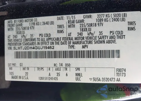 2016 Lincoln Mkc Select from USA, damaged, VIN 5LMTJ2DH4GUJ19462